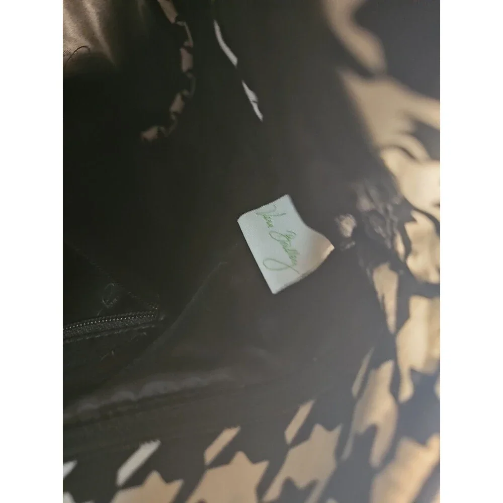 Vera Bradley Houndstooth Black White Quilted Tote Bag Purse Shoulder Strap